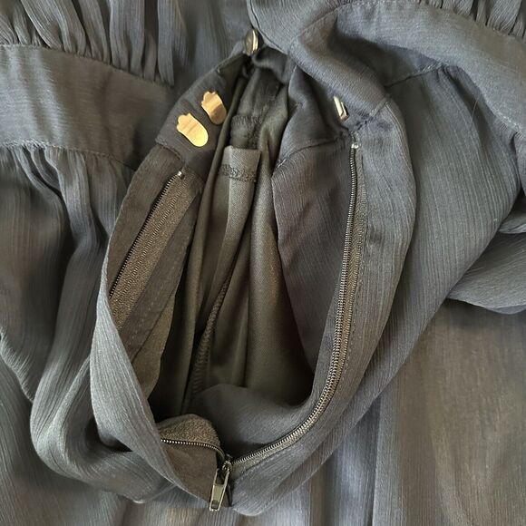 Nina Parker Womens Black Wide Leg Long Sleeve Button-Front Jumpsuit Plus 24W - Picture 8 of 12